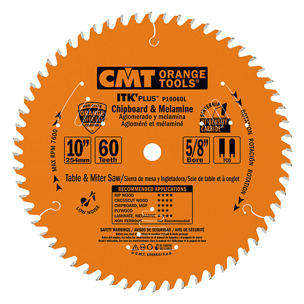 CMT P10060L ITK-PLUS CHIPBOARD & MELAMINE 10”x0.094”x0.063”x5/8” T=60 TCG