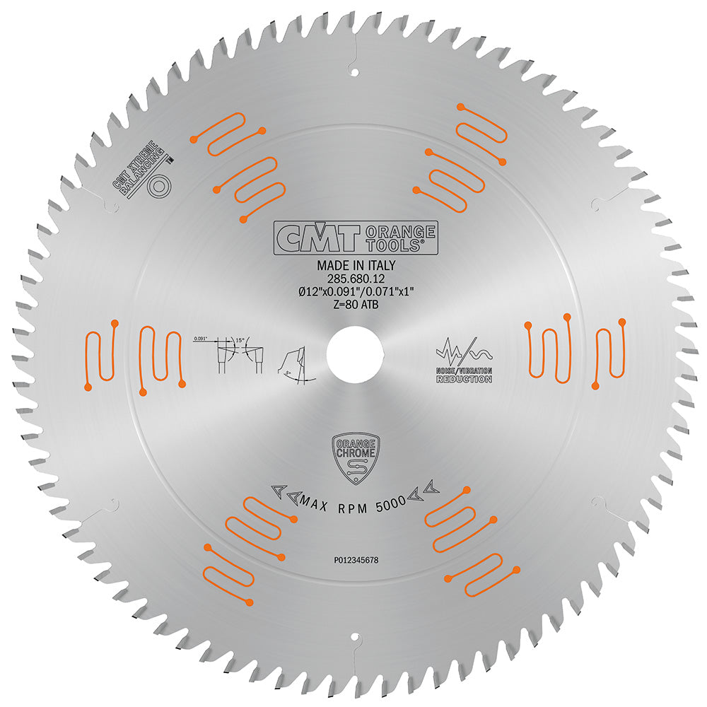CMT 285.680.12 FINE FINISH SLIDING COMPOUND 12”x0.094”/0.071”x1” T=80 ATB