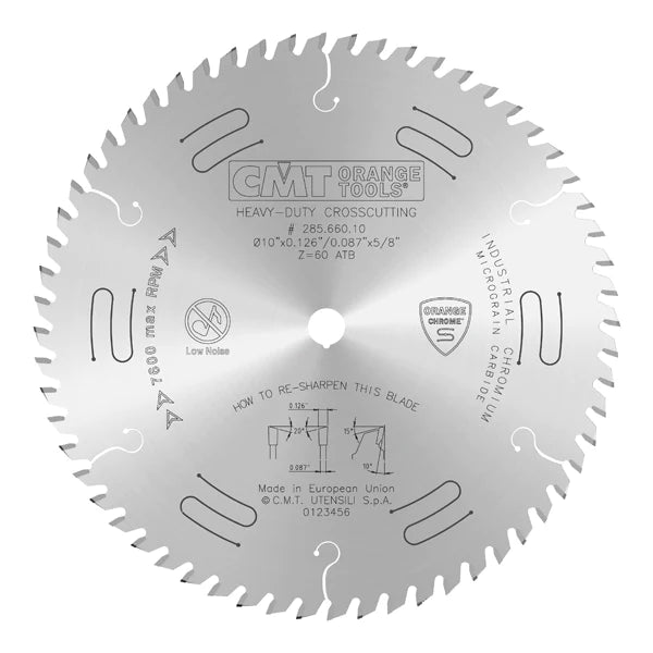CMT 285.660.10 FINE FINISH 10”x0.126”/0.087”x5/8” T=60 ATB