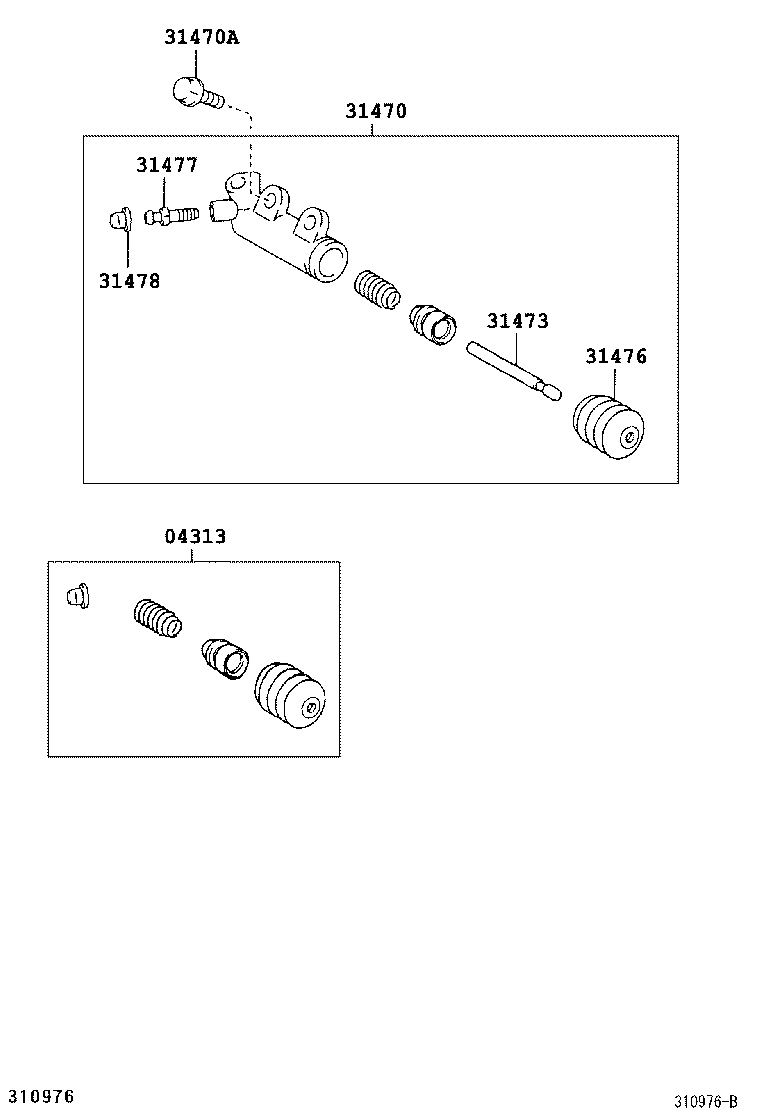 Cylinder Kit, Clutch Release Toyota, 04313-28020