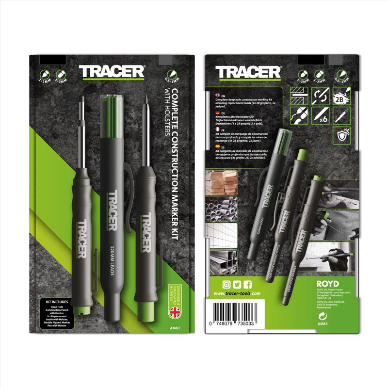 Tracer AMK3 6 in. L Deep Hole Deep Hole Marker Black 3 pc