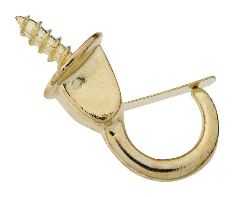 National Hardware N119-909 Small Bright Brass Gold Steel 7/8 in. L Safety Cup Hook 10 lb 2 pk