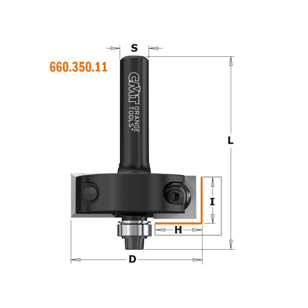 CMT 660.351.11 RABBETING BITS WITH INSERT KNIVES D=1-3/8”x15/32” (H=1/2”) S=1/4”