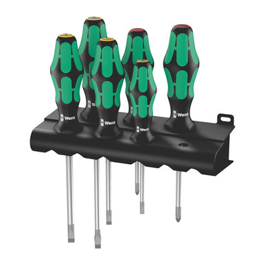 Wera 05105650001 334/6 Rack Screwdriver Set Kraftform Plus Lasertip And Rack, 6 Pieces