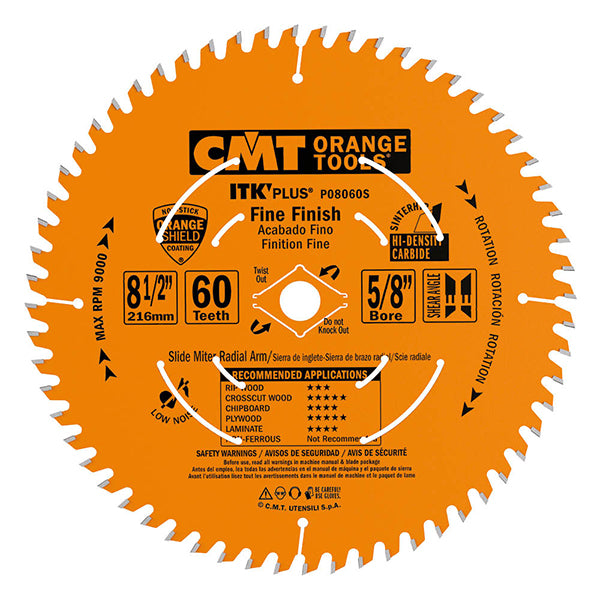 CMT P08060S ITK-PLUS FINISH SLIDING COMPOUND 8-1/2”x5/8” T=60 ATB+SHEAR
