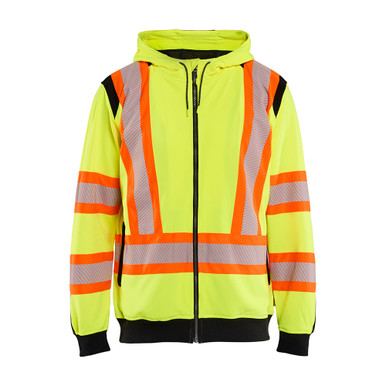 Blaklader HI-VIS Zip Sweatshirt - Yellow Hi-viz/Black - Size: S