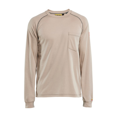 Blaklader FR Light Long Sleeve T-shirt (9.1cal) - Stone - Size: XL