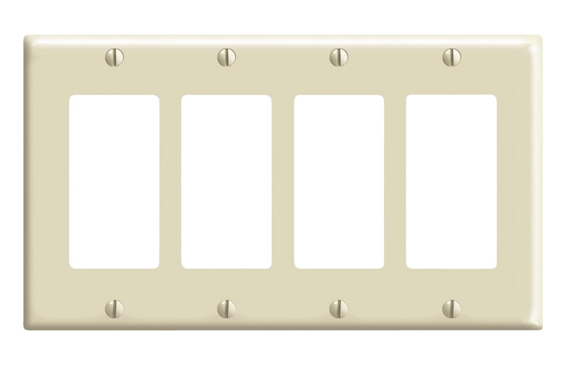 Leviton 80412-00I Decora Ivory 4 gang Thermoset Plastic Decorator Wall Plate 1 pk