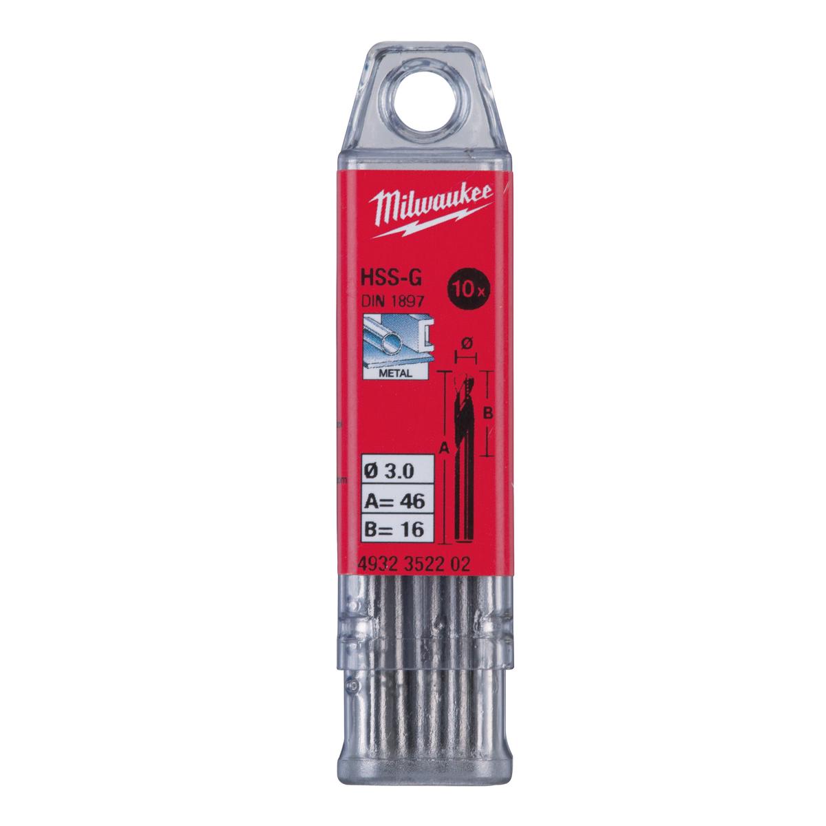 Milwaukee metal drill HSS-G 3.0x16mm 4932352202