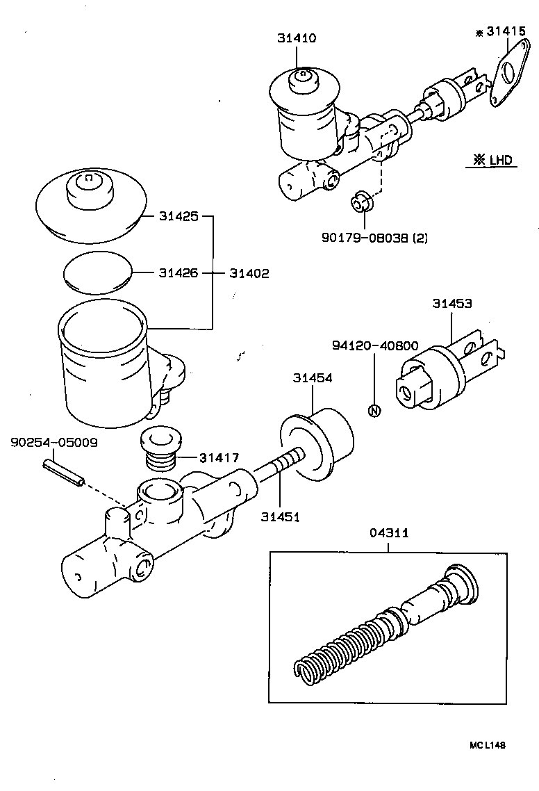 Cylinder Kit, Clutch Master Toyota, 04311-22050