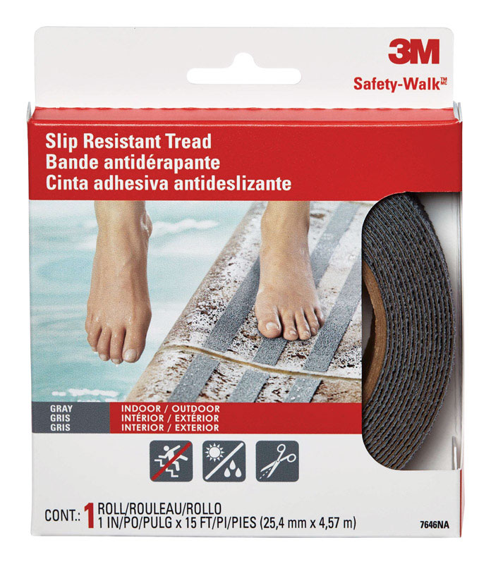 3M 370G-R1X180 Safety-Walk Gray Anti-Slip Tape 1 in. W X 15 ft. L