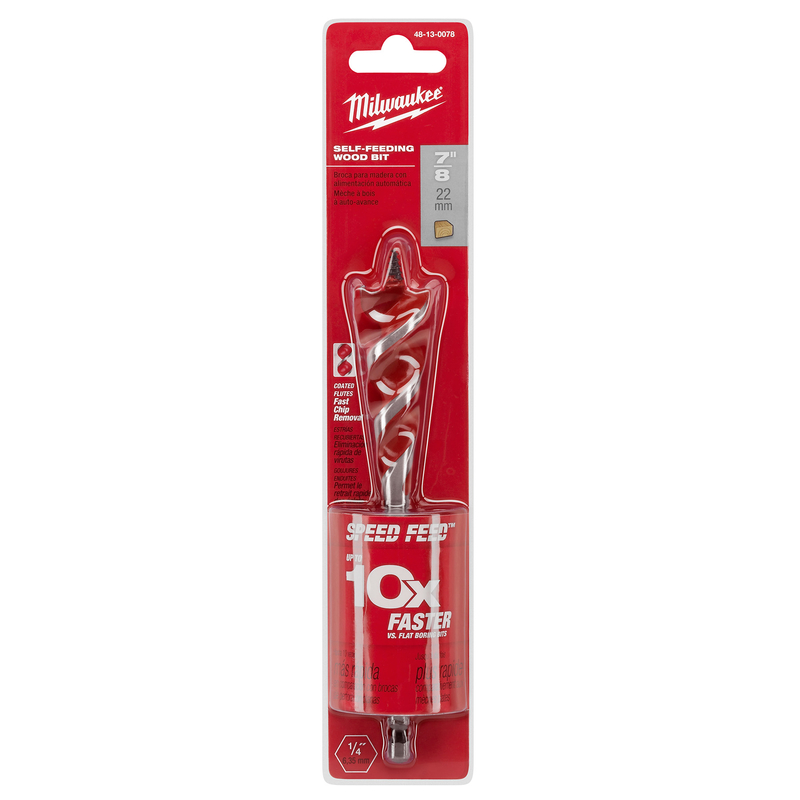 Milwaukee 48-13-0078 Speed Feed 7/8 in. X 6-1/2 in. L Steel Self-Feeding Wood Bit Quick-Change Hex Shank 1 pc
