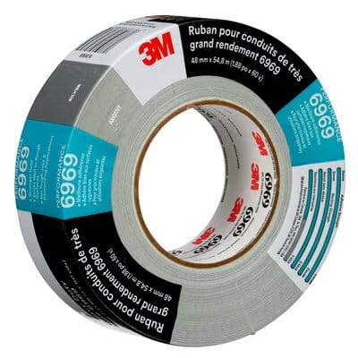 3M™ Extra Heavy Duty Duct Tape 6969, Silver, 48 mm x 54.8 m, 10.7 mil. Individually Wrapped