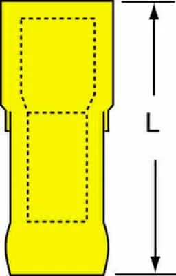 3M™ Fully Nylon Insulated Butted Seam Female Disconnect 71F-250-32-NL, Max. Temp. -40 to 221 °F (-40 to 105 °C)