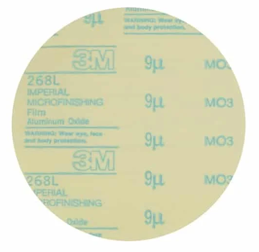 3M™ Microfinishing PSA Film Disc 268L, 30 Mic 3MIL, Type D, 8 in x NH, Die 800L
