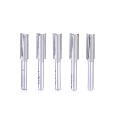 Amana Tool 45218-5, 5-Pack Carbide Tipped Straight Plunge High Production 3/8 D x 1 CH x 1/4 SHK x 2-1/4 Inch Long Router Bits