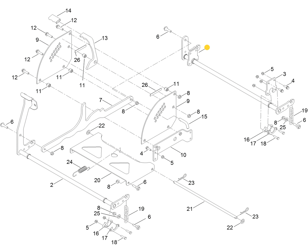 Toro OEM 137-2020-03 Mower Deck Rear Lift Pivot Arm Fits Toro Late Timecutter HD Models - Late Titan X, XS, 4800, 5400, 6000, Standard, MyRide Models (With Tube Style Framing).