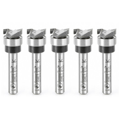Amana Tool 45489-S-5, 5-Pack Carbide Tipped Dado Clean Out 1/2 D x 1/8 CH x 1/4 Inch SHK w/ Upper Ball Bearing Router Bit