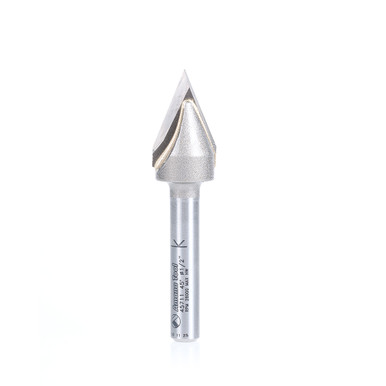Amana Tool 45711 Carbide Tipped Zero Point V Groove 45 Deg x 1/2 D x 5/8 CH x 1/4 Inch SHK Router Bit