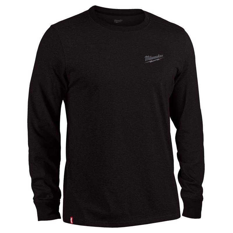 Milwaukee 604B-XL Freeflex XL Long Sleeve Men's Crew Neck Black Hybrid Work Tee Shirt