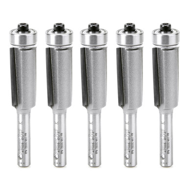 Amana Tool 47105-5, 5-Pack Carbide Tipped Dynabit Laminate Flush Trim 1/2 D x 1 Inch CH x 1/4 SHK w/ Lower Ball Bearing Router Bits