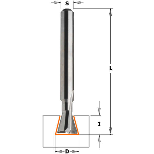 CMT 818.053.11 SOLID CARBIDE DOVETAIL BITS D=7/32” A=17° S=1/4”
