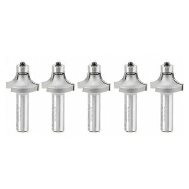 Amana Tool 49514-5, 5-Pack Carbide Tipped Corner Rounding 3/8 R x 1-1/4 D x 5/8 CH x 1/2 Inch SHK w/ Lower Ball Bearing Router Bits