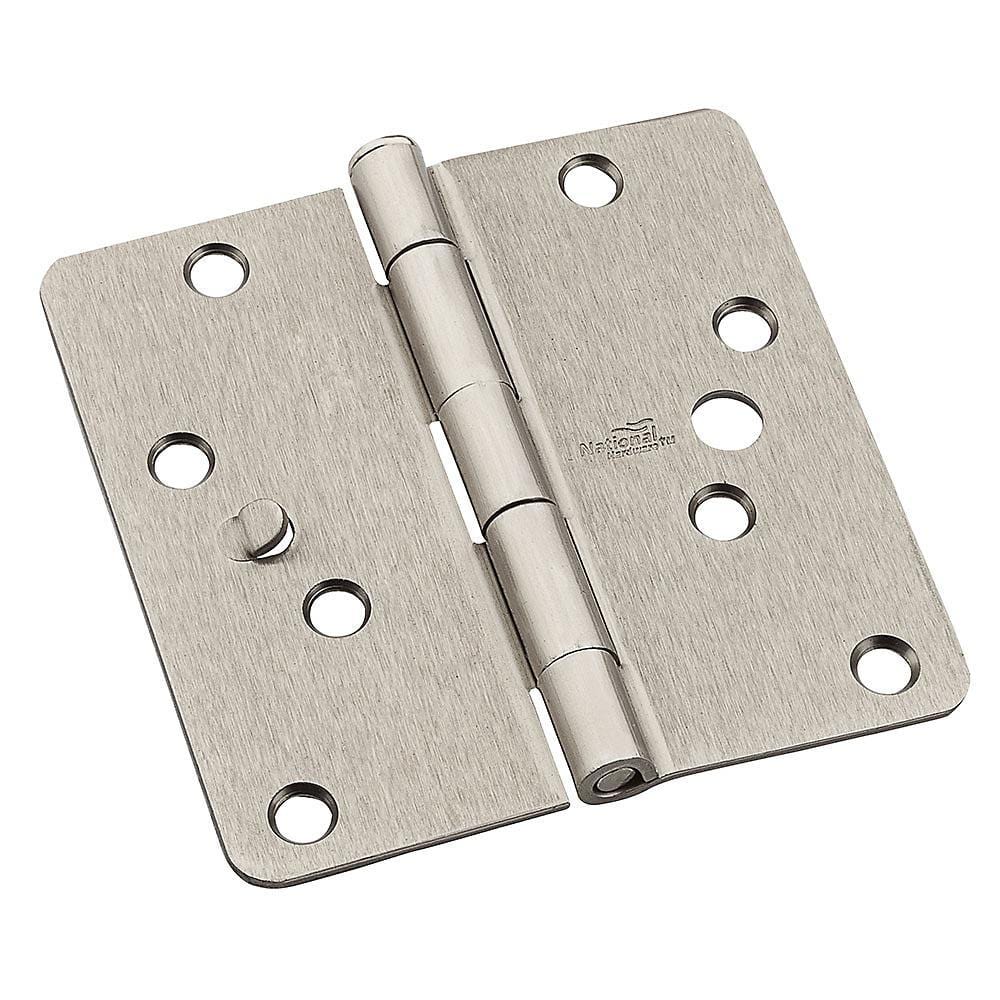 Residential Exterior Door Hinge - 4" With 1/4" Radius - Opposite Zig Zag Hole Pattern - Multiple Finishes - 3 Pack