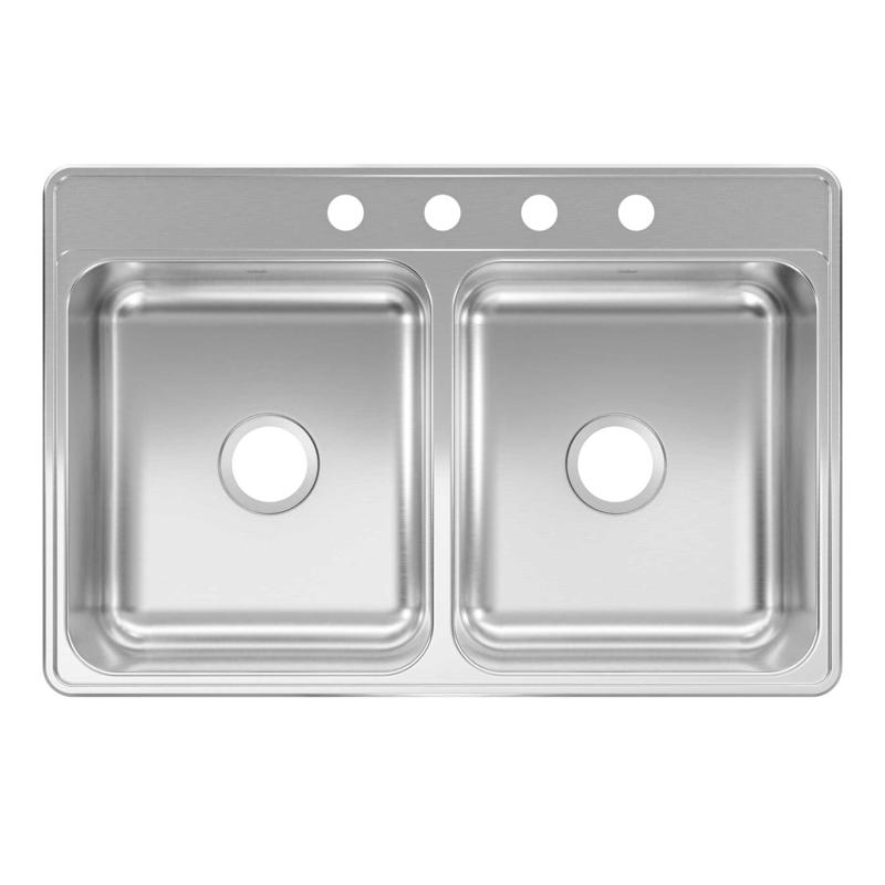 Kindred CDLA3322-6-4N Creemore Stainless Steel Top Mount 33 in. W X 22 in. L Double Bowl Kitchen Sink