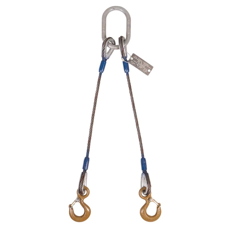 5/8" x 3' 2-Leg Wire Rope Bridle Sling with Crosby Eye Hooks | Domestic