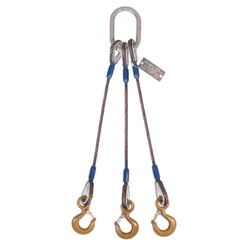 5/8" x 4' 3-Leg Wire Rope Bridle Sling with Crosby Eye Hooks | Domestic