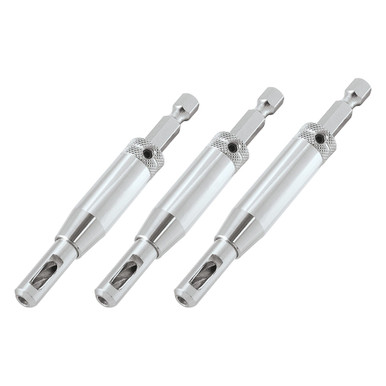 Trend 3-Piece Quick Release Drill Bit Guide Set, 1/4 Inch Hex Shank, HSS Drill Bits, Hinge & Lock Applications, QR/DBG/SET
