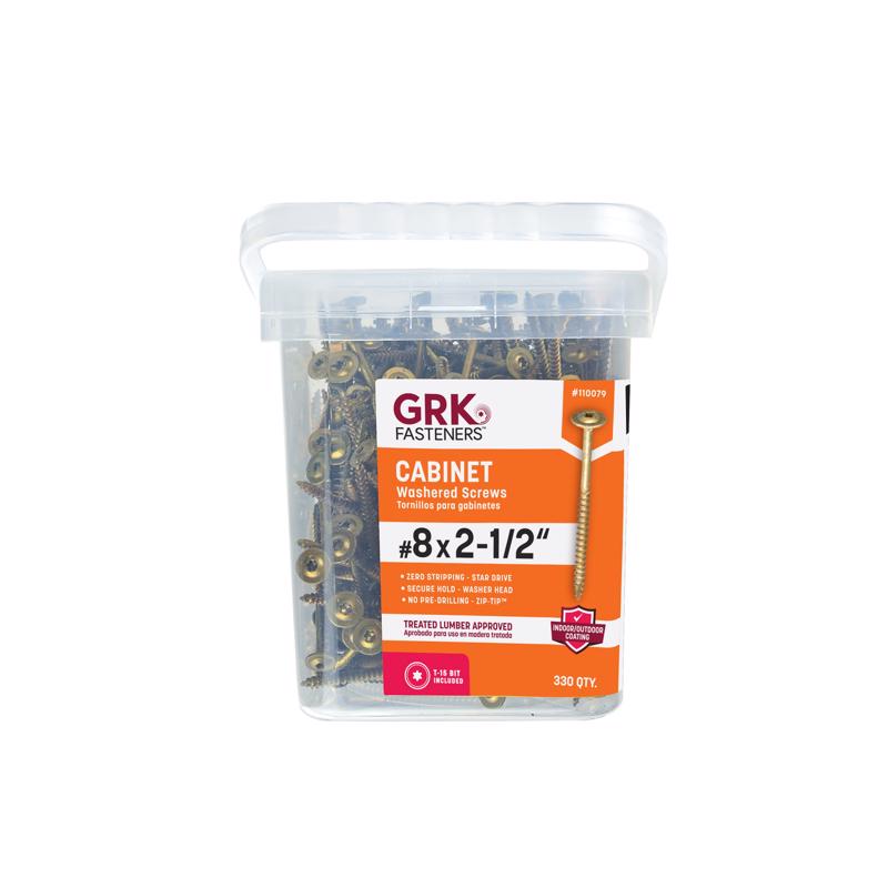 GRK Fasteners 110079 No. 8 X 2-1/2 in. L Star Climatek W-Cut Cabinet Screws 330 pk