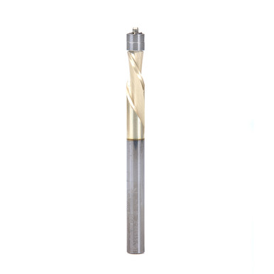 Amana Tool 51522-Z Solid Carbide Aluminum Flush Trim Down-Cut 1/4 D x 1/2 Cut Length x 1/4 SHK x 3 Inch Long ZrN Coated Router Bit