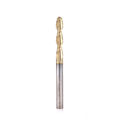 Amana Tool 51908-Z CNC SC Spiral Ball Nose, Aluminum Cutting 5/32 R x 5/16 D x 5/16 SHK x 4 Inch Long Up-Cut ZrN Coated Router Bit