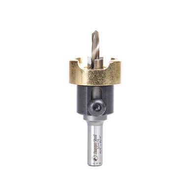 Amana Tool 55476 Carbide Tipped Counterbore with No Burning and No Marring Adjustable Depth Stop with No-Thrust BB, 3/8 D x 5/32 Drill D x 3/8 Inch Round Shank