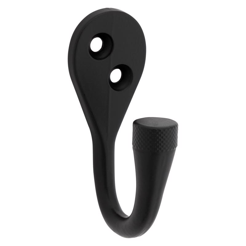 National Hardware N337-909 Powell Medium Matte Black Aluminum 2-5/8 in. L Knurled Hook 15 lb 1 pk