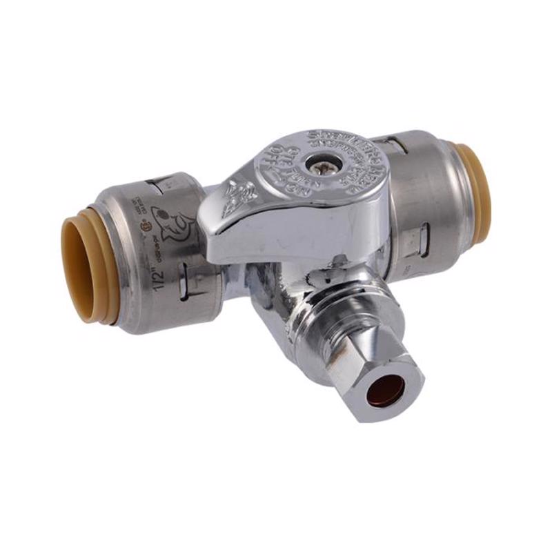 Sharkbite UR24983A 1/2 in. PTC X 1/2 in. PTC Brass Tee Stop