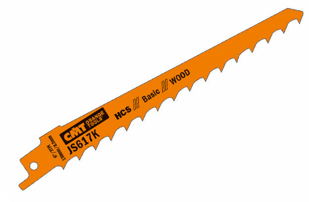 CMT JS617K-5 RECIPROCATING SAW BLADES for WOOD (HCS) 6”x 3TPI (5-PCS.)
