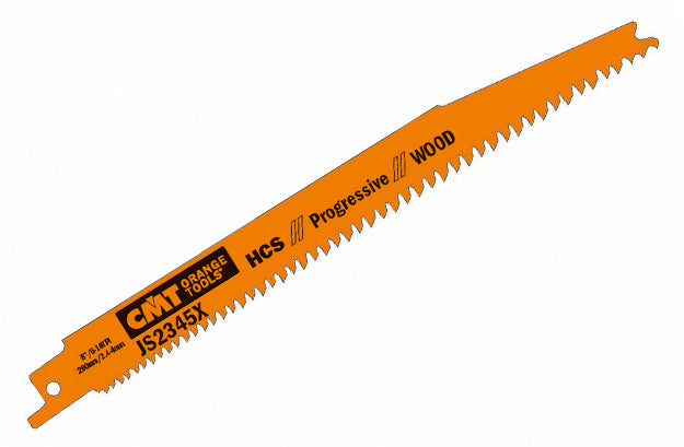 CMT JS2345X-5 RECIPROCATING SAW BLADES for WOOD (HCS) 8”x 6-10TPI (5-PCS.)