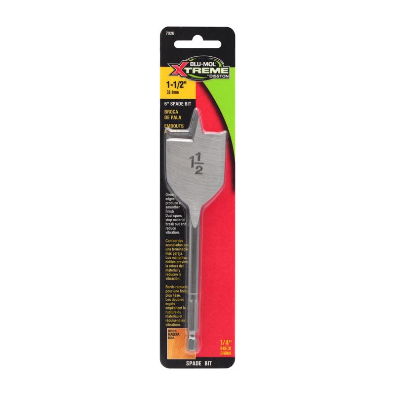 Blu-Mol Xtreme E0217026 1-1/2 in. X 6 in. L Carbon Steel Spade Bit Hex Shank 1 pk
