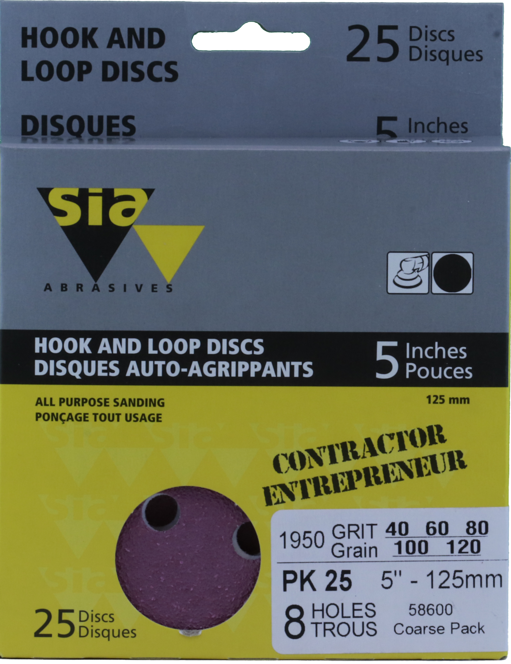 SIASPEED 5" HOOK LOOP DISCS COARSE 25PK