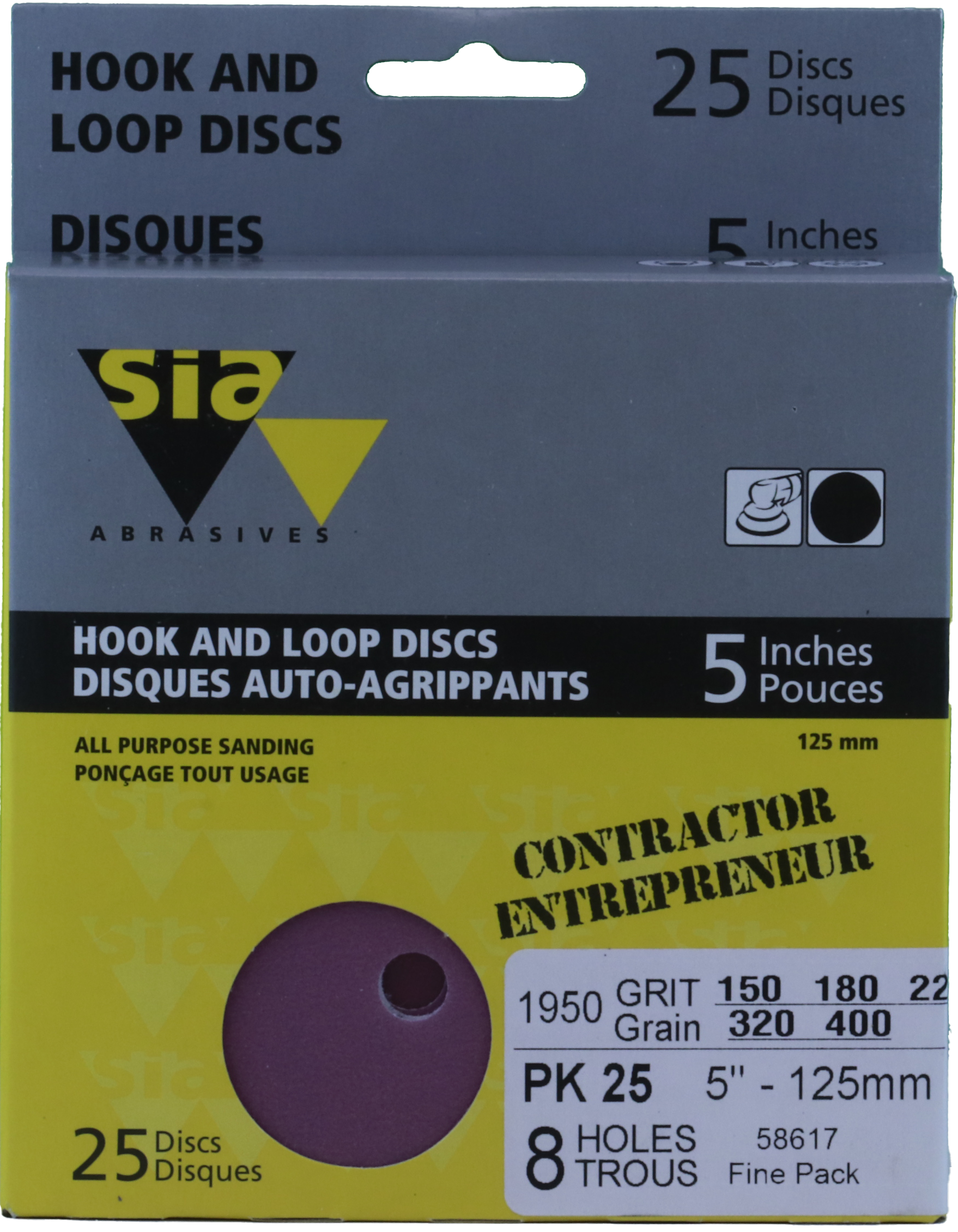 SIASPEED 5" HOOK LOOP DISCS FINE 25PK
