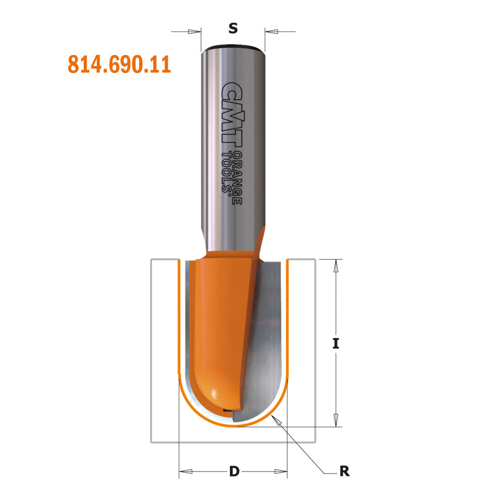 CMT 814.032.11 SOLID CARBIDE ROUND NOSE BIT D=1/8” R=1/16” S=1/4”