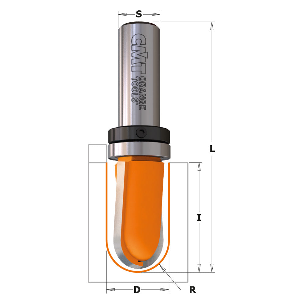 CMT 814.127.11B ROUND NOSE BIT WITH BEARING D=1/2” R=1/4” S=1/4”