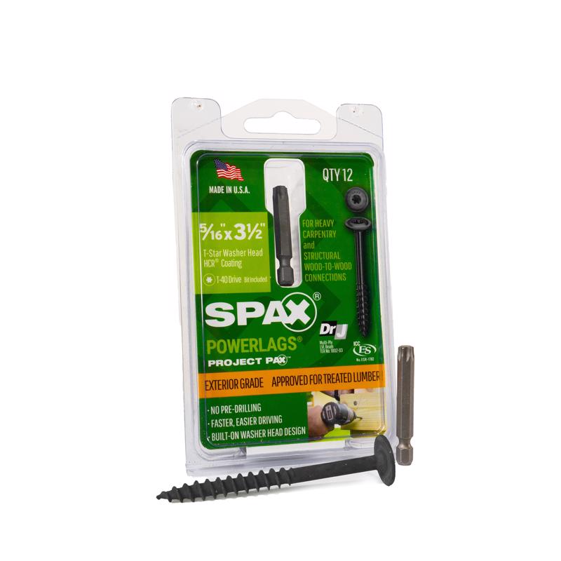 Spax 45818208009043 PowerLag 5/16 in. in. X 3.5 in. L T-40 Washer Head Serrated Structural Screws