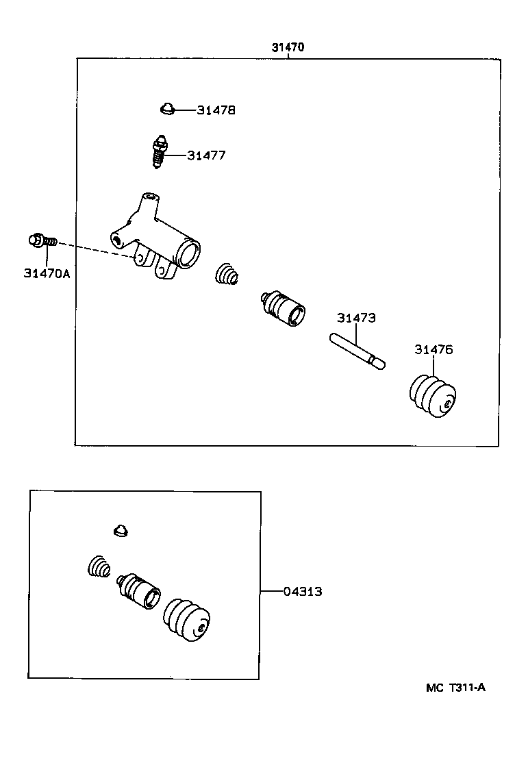 Cylinder Kit, Clutch Release Toyota, 04313-17040