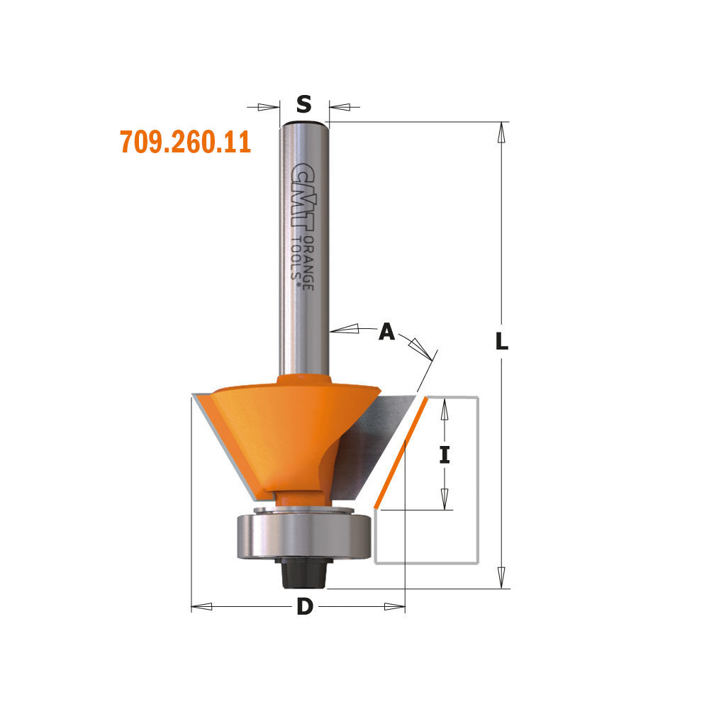 CMT 809.022.11 COMBINATION TRIMMER BIT D=1/2”x5/16” A=22° S=1/4”