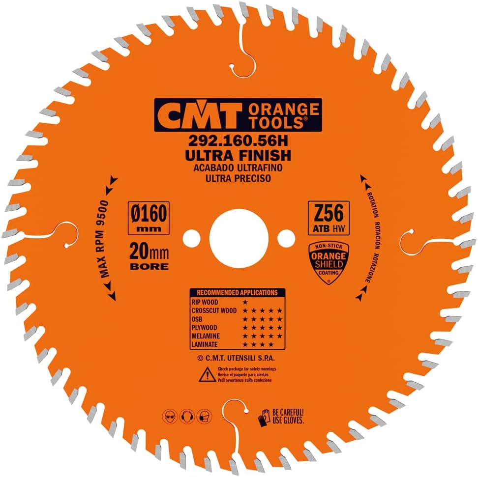 CMT 292.160.56H ULTRA FINISH - PLYWOOD & MELAMINE 160x0.087”/0.063”x20mm T=56 ATB