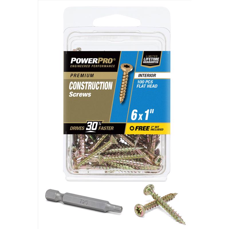 Hillman 42643V4 Power Pro No. 6 X 1 in. L Star Coarse Wood Screws 100 pk